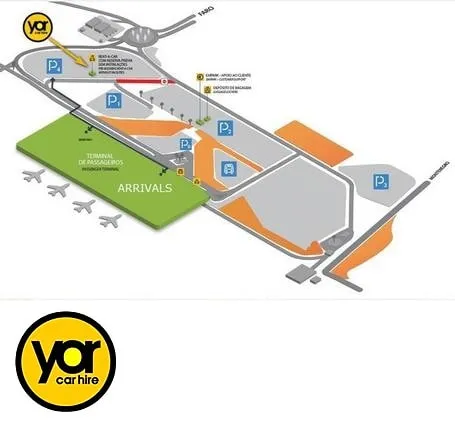 Algarve car hire - Faro Airport desk map with logo